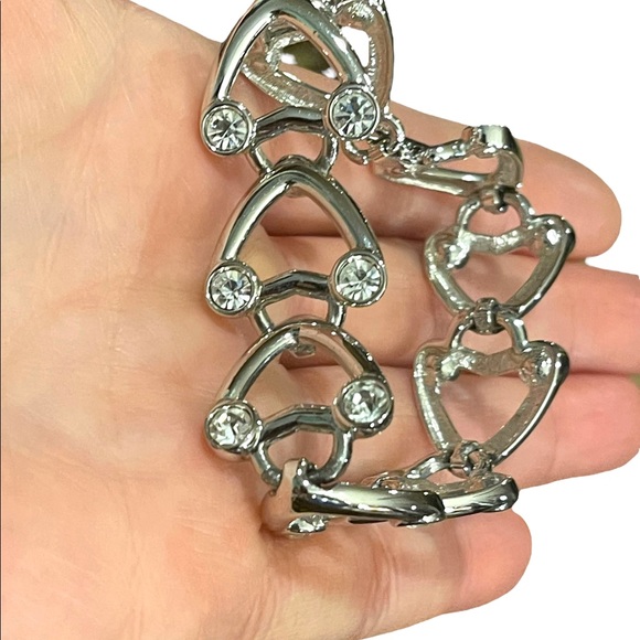 Vintage 1980s Swarovski authentic silver crystal heart bracelet Swan - Picture 14 of 15